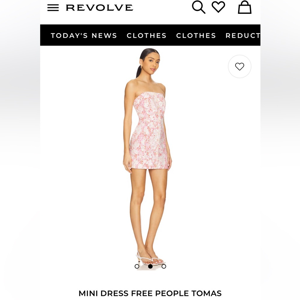 Free People FP strapless white pink red mini dress L